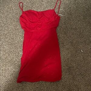 Windsor Red Sparkle Spaghetti-Strap Mini Dress